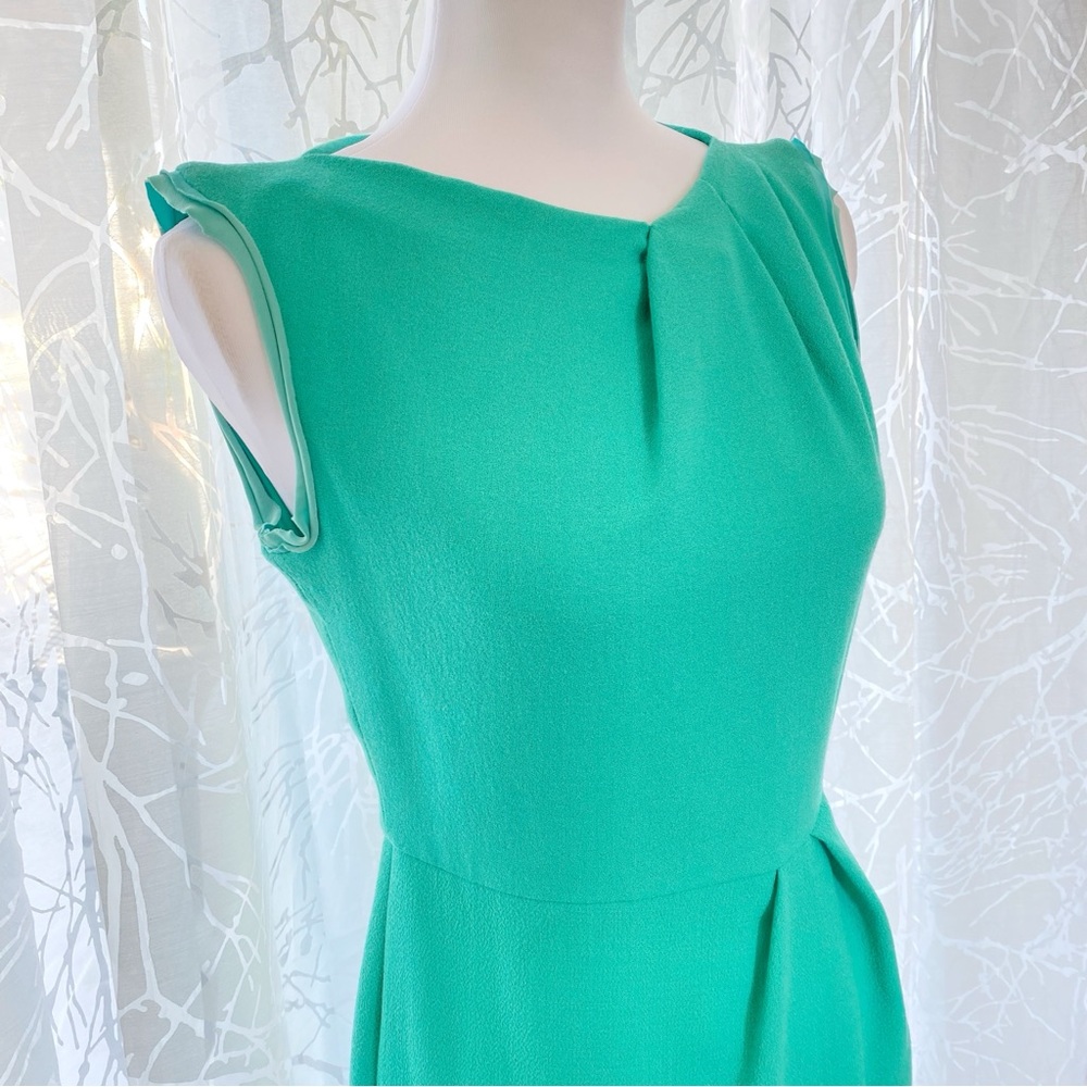ROKSANDA ILINCIC TEAL GREEN PLEATED BACK ZIPPER SLEEVELESS SHEATH DRESS - Picture 3 of 14